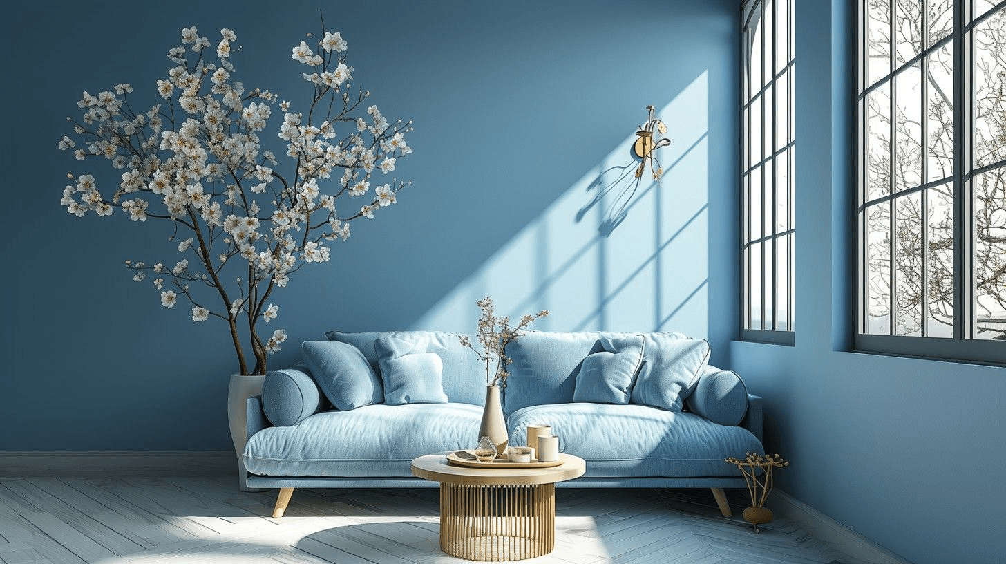 Blaue Farbkollektion Wohnzimmer